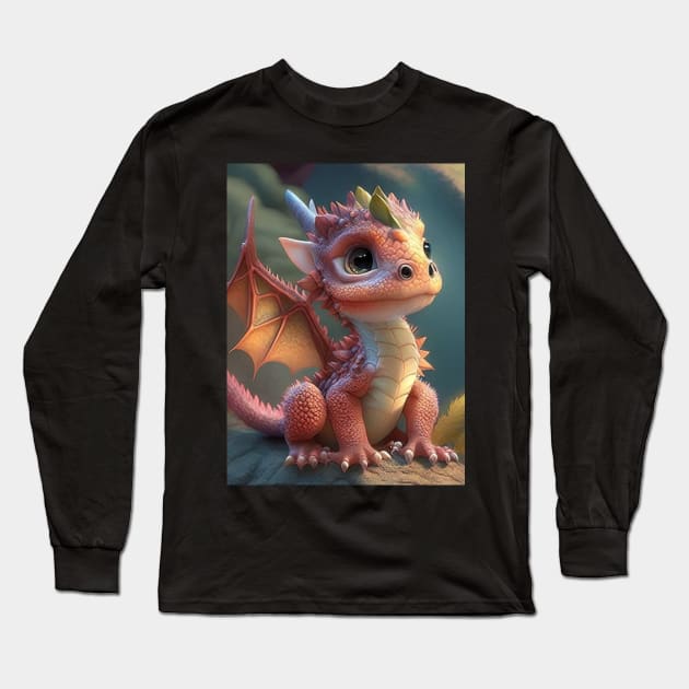 Cute baby dragon Long Sleeve T-Shirt by Love of animals